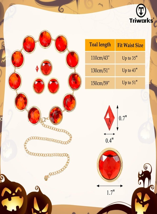 TRIWORKS Red Gem Waist Belt Anime Cosplay Stone Chain Belt Halloween Cosplay Red Chain Belt - Image 4